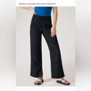 Athleta Black Wide Leg Linen Retreat Pant like new size L